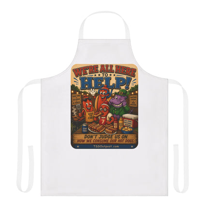 We're All Here to Help! BBQ Humor Apron – Ballpark Snorkel Collection | 5-Color Strap Apron
