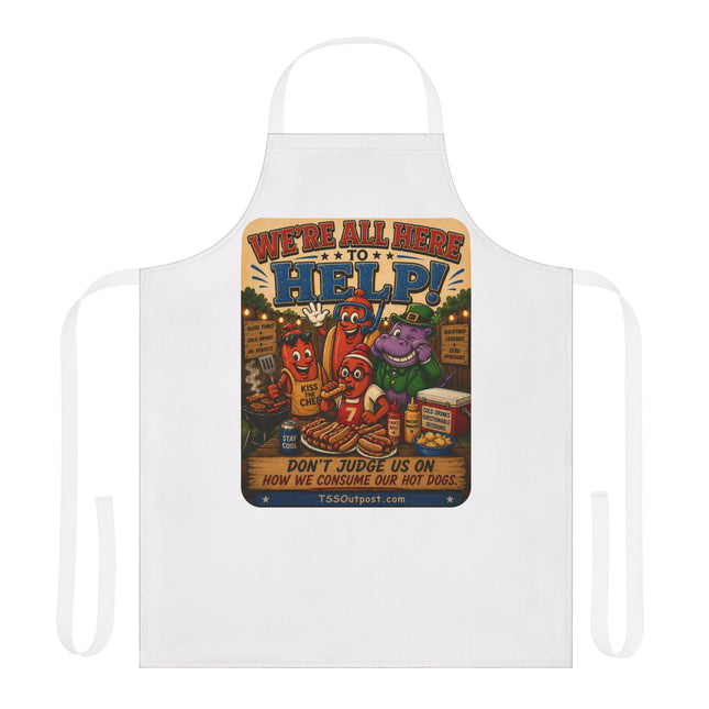 We're All Here to Help! BBQ Humor Apron – Ballpark Snorkel Collection | 5-Color Strap Apron