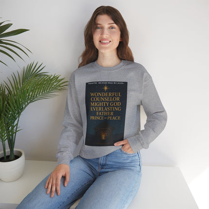 Isaiah 9:6 Nativity Sweatshirt – Wonderful Counselor, Mighty God, Everlasting Father, Prince of Peace – Religious Path Collection