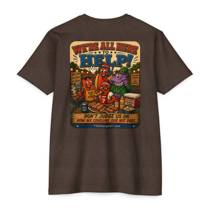Ballpark Snorkel™ Hot Dog Eating Contest T-Shirt | Backyard BBQ Humor Tee Unisex CVC Jersey T-shirt