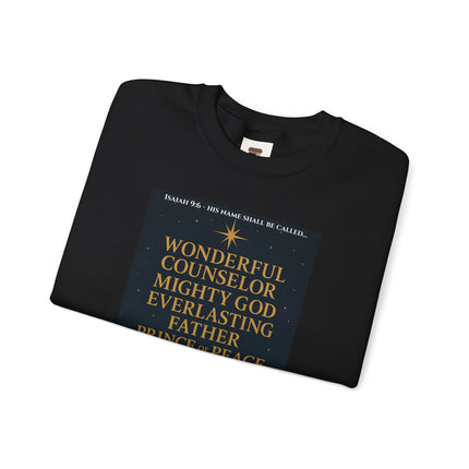 Isaiah 9:6 Nativity Sweatshirt – Wonderful Counselor, Mighty God, Everlasting Father, Prince of Peace – Religious Path Collection