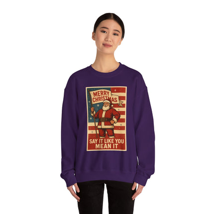 Merry Christmas Revival Sweatshirt | Say It Like You Mean It | Patriotic Holiday Crewneck by Trend Store Stop