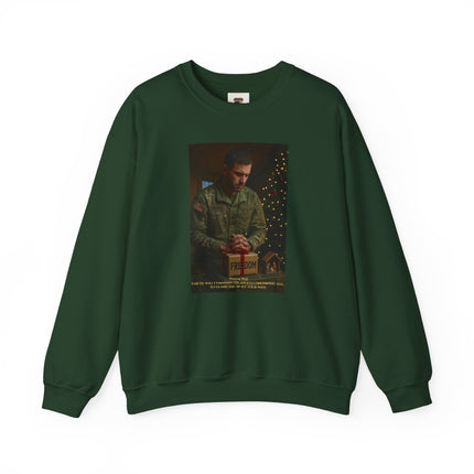 Religious Path Nativity Sweatshirt – Merry Christmas Back Print – Harper Military Edition – Christian Christmas Crewneck
