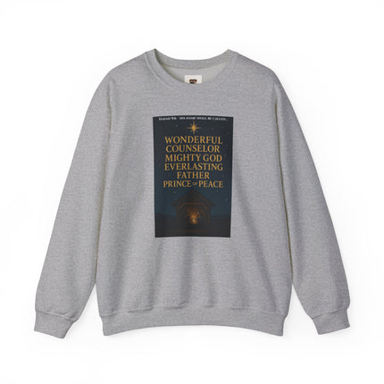 Isaiah 9:6 Nativity Sweatshirt – Wonderful Counselor, Mighty God, Everlasting Father, Prince of Peace – Religious Path Collection