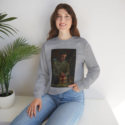 Religious Path Nativity Sweatshirt – Merry Christmas Back Print – Harper Military Edition – Christian Christmas Crewneck