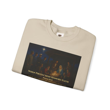 Military Nativity Sweatshirt – When Protection Honors Faith – Psalm 91:11 – Religious Path & Harper Collection