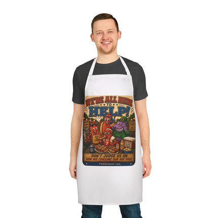 We're All Here to Help! BBQ Humor Apron – Ballpark Snorkel Collection | 5-Color Strap Apron