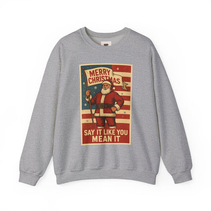 Merry Christmas Revival Sweatshirt | Say It Like You Mean It | Patriotic Holiday Crewneck by Trend Store Stop