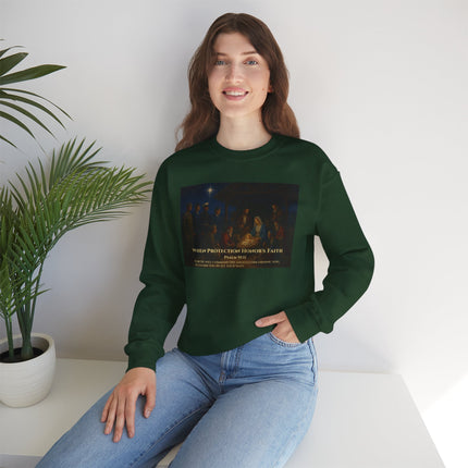 Military Nativity Sweatshirt – When Protection Honors Faith – Psalm 91:11 – Religious Path & Harper Collection