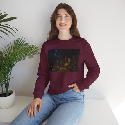Military Nativity Sweatshirt – When Protection Honors Faith – Psalm 91:11 – Religious Path & Harper Collection