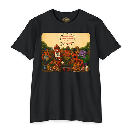 Ballpark Snorkel™ Hot Dog Eating Contest T-Shirt | Backyard BBQ Humor Tee Unisex CVC Jersey T-shirt