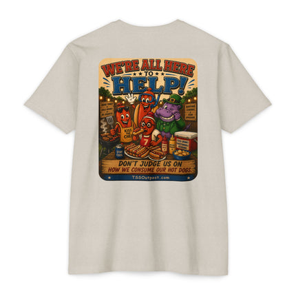 Ballpark Snorkel™ Hot Dog Eating Contest T-Shirt | Backyard BBQ Humor Tee Unisex CVC Jersey T-shirt