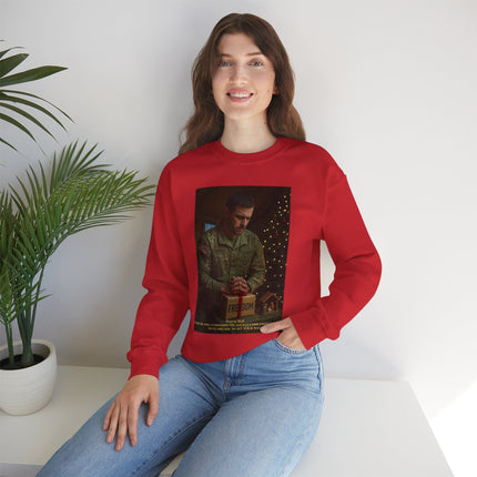 Religious Path Nativity Sweatshirt – Merry Christmas Back Print – Harper Military Edition – Christian Christmas Crewneck