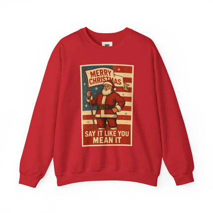 Merry Christmas Revival Sweatshirt | Say It Like You Mean It | Patriotic Holiday Crewneck by Trend Store Stop
