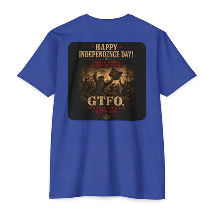 GTFO. And Take Your Tea With You. | Patriotic Historical Satire T-Shirt | Unisex CVC Jersey T-shirt