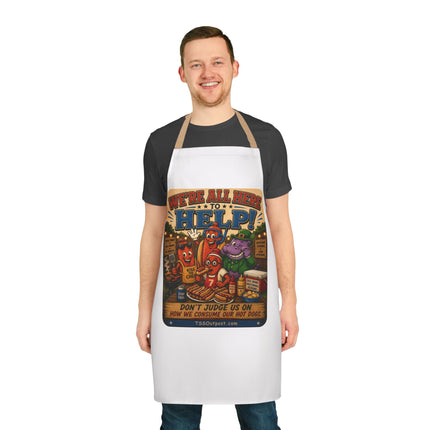 We're All Here to Help! BBQ Humor Apron – Ballpark Snorkel Collection | 5-Color Strap Apron