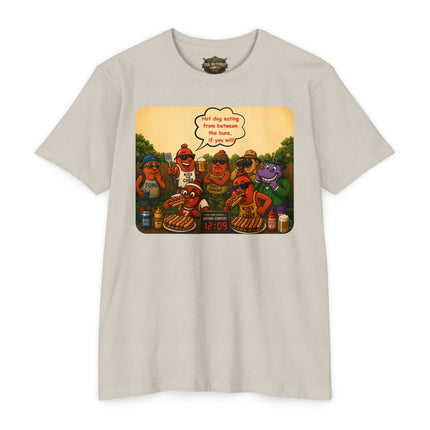 Ballpark Snorkel™ Hot Dog Eating Contest T-Shirt | Backyard BBQ Humor Tee Unisex CVC Jersey T-shirt