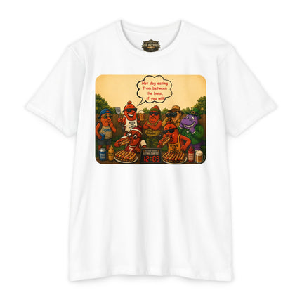 Ballpark Snorkel™ Hot Dog Eating Contest T-Shirt | Backyard BBQ Humor Tee Unisex CVC Jersey T-shirt