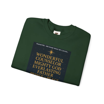 Isaiah 9:6 Nativity Sweatshirt – Wonderful Counselor, Mighty God, Everlasting Father, Prince of Peace – Religious Path Collection