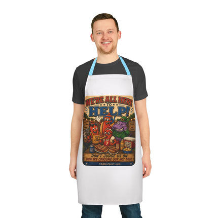 We're All Here to Help! BBQ Humor Apron – Ballpark Snorkel Collection | 5-Color Strap Apron
