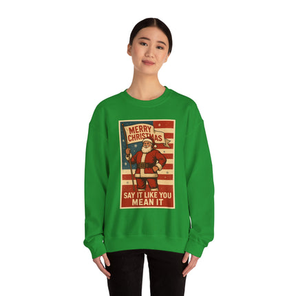 Merry Christmas Revival Sweatshirt | Say It Like You Mean It | Patriotic Holiday Crewneck by Trend Store Stop
