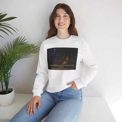 Military Nativity Sweatshirt – When Protection Honors Faith – Psalm 91:11 – Religious Path & Harper Collection