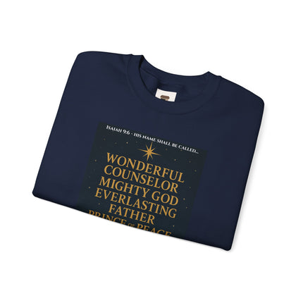 Isaiah 9:6 Nativity Sweatshirt – Wonderful Counselor, Mighty God, Everlasting Father, Prince of Peace – Religious Path Collection