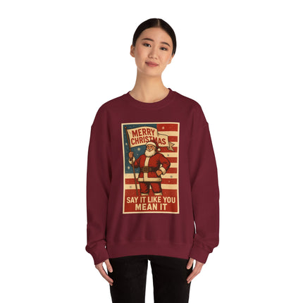 Merry Christmas Revival Sweatshirt | Say It Like You Mean It | Patriotic Holiday Crewneck by Trend Store Stop