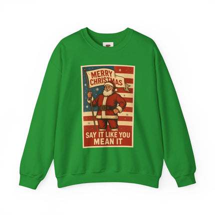 Merry Christmas Revival Sweatshirt | Say It Like You Mean It | Patriotic Holiday Crewneck by Trend Store Stop
