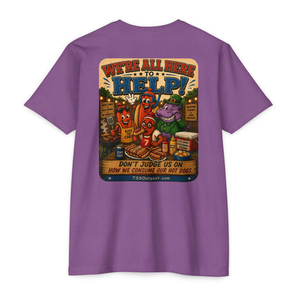 Ballpark Snorkel™ Hot Dog Eating Contest T-Shirt | Backyard BBQ Humor Tee Unisex CVC Jersey T-shirt