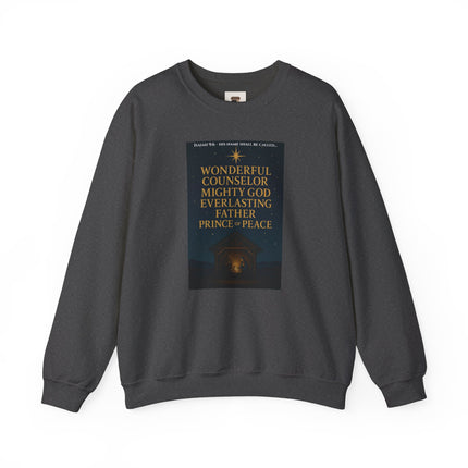 Isaiah 9:6 Nativity Sweatshirt – Wonderful Counselor, Mighty God, Everlasting Father, Prince of Peace – Religious Path Collection