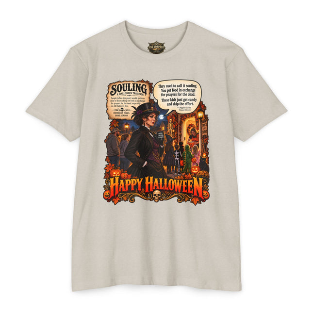 Souling Halloween Tradition – Pepper Graves Funny Halloween T-Shirt