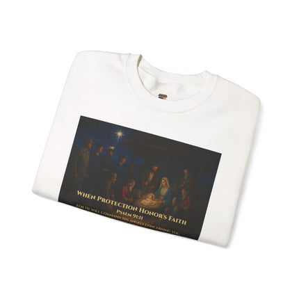 Military Nativity Sweatshirt – When Protection Honors Faith – Psalm 91:11 – Religious Path & Harper Collection