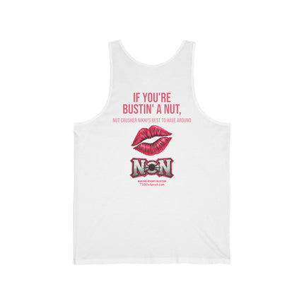 Nut Crusher Nikki™ “I’m Just Curious…” Unisex Jersey Tank Top
