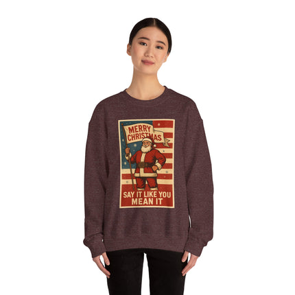 Merry Christmas Revival Sweatshirt | Say It Like You Mean It | Patriotic Holiday Crewneck by Trend Store Stop