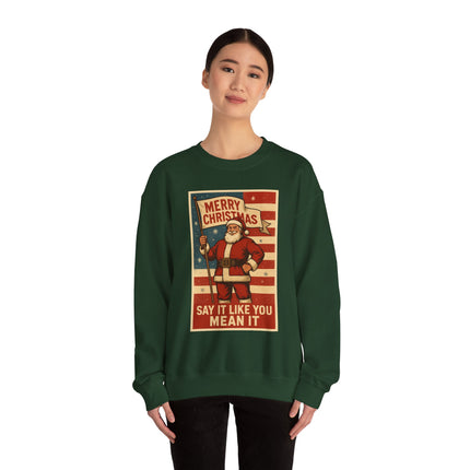 Merry Christmas Revival Sweatshirt | Say It Like You Mean It | Patriotic Holiday Crewneck by Trend Store Stop